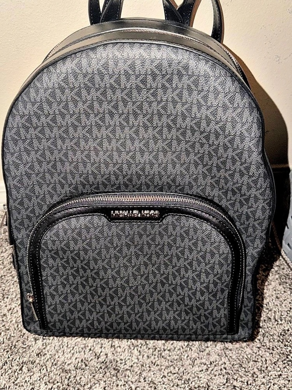 Michael Kors Rhea Medium Backpack Black Logo Backpack